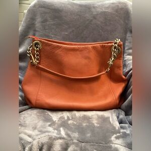 Carbotti Orange Leather Chain Shoulder Bag